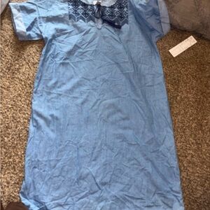 Old Navy Light Blue Embroidered Midi Dress